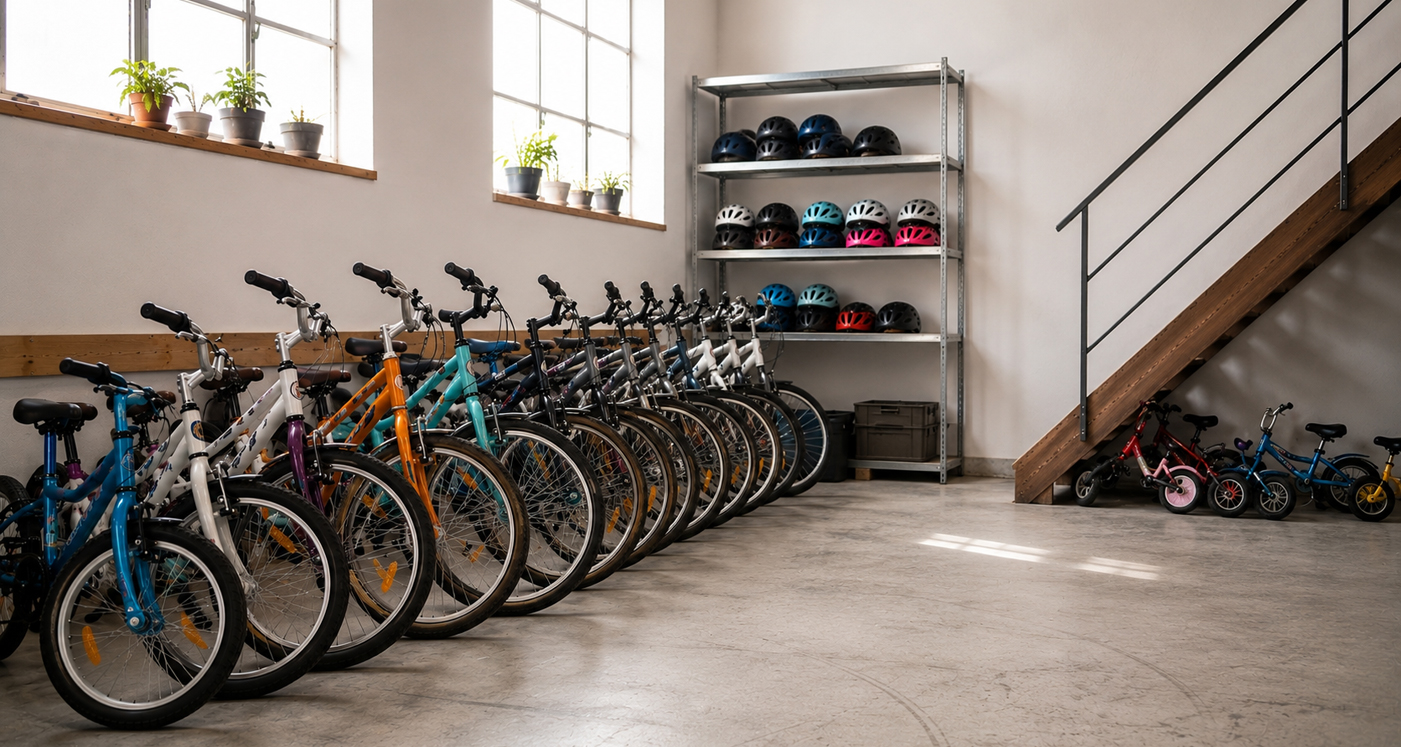 Flotte de vélos entretenus pour accompagner le programme Savoir Rouler à Vélo (SRAV).
